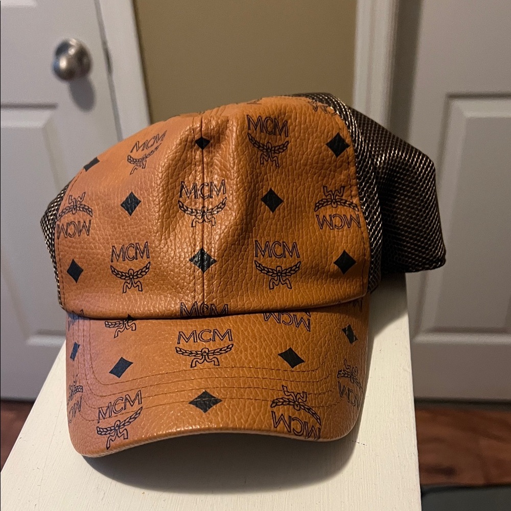 MCM Cognac Monogram Trucker Hat